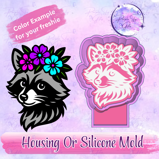 Floral Raccoon Freshie Mold Housing or Silicone Mold