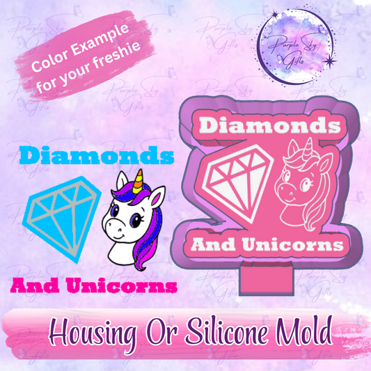 Cute Diamonds and Unicorns BP Freshie Housing or Silicone Mold