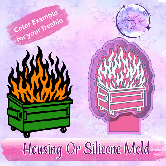 Dumpster Fire Freshie Mold Housing or Silicone Mold