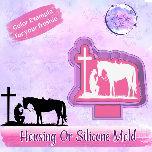 Praying Cowboy with Horse Freshie Mold Housing or Silicone Mold