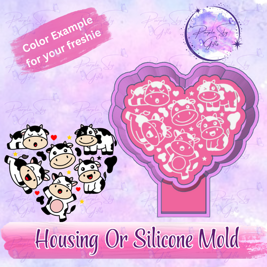 Cute Cow Heart Freshie Mold Housing or Silicone Mold