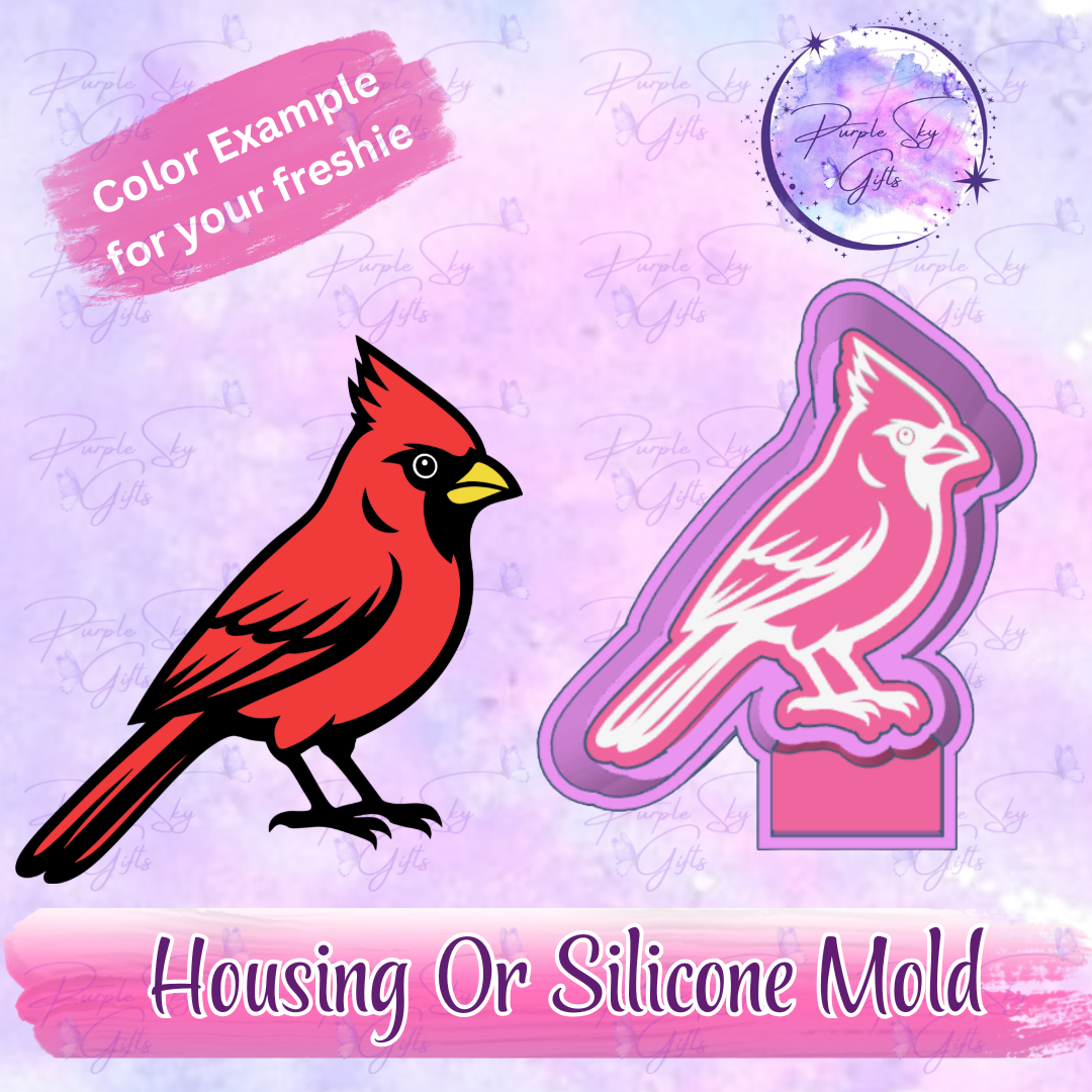 Cardinal Bird Freshie Mold Housing or Silicone Mold