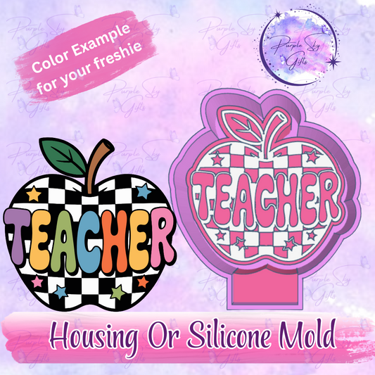 Checkered Print Teacher Apple Freshie Mold Housing or Silicone Mold