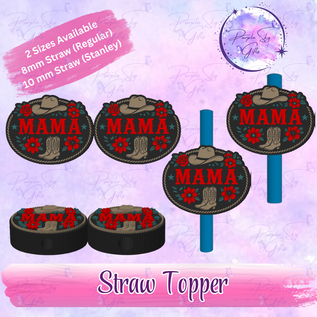Country Western Mama Straw Topper