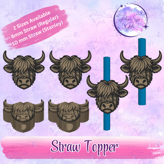 Highland Cow Head Straw Topper