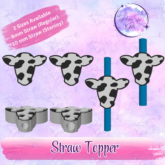 Cow Print Cow Head Straw Topper