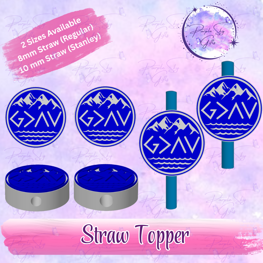 God Is Greater Than The Highs and Lows Mountains Straw Topper