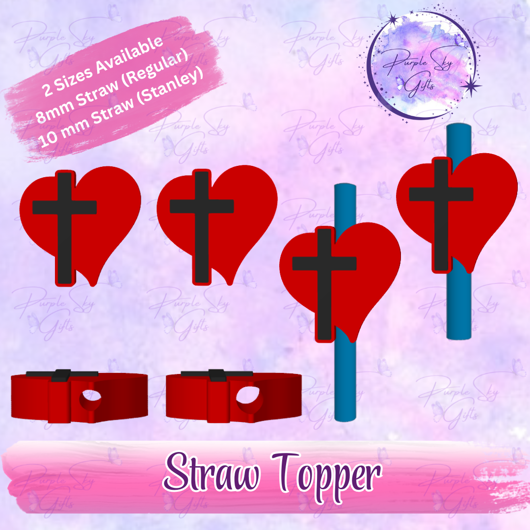 Heart and Cross Christian Faith Straw Topper