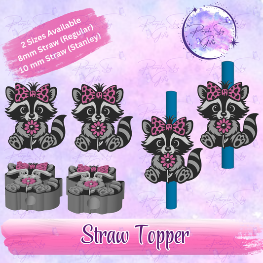 Cute Raccoon Straw Topper