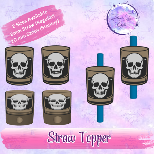 Skull Ice Whiskey Glass Straw Topper