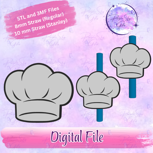 Chef's Hat 8mm and 10mm STL and 3MF DIGITAL FILES For Straw Topper