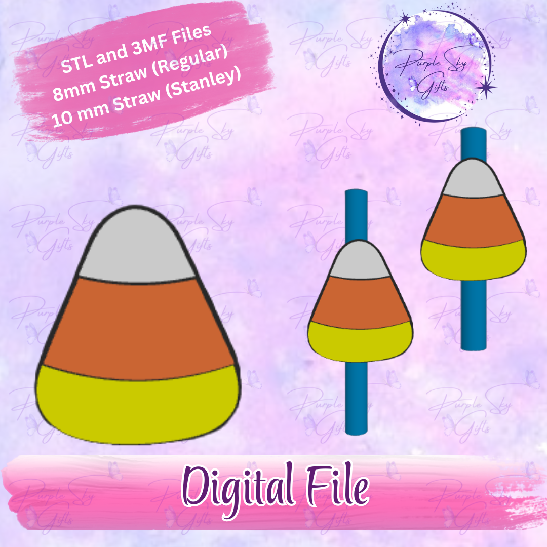 Candy Corn 8mm and 10mm STL and 3MF DIGITAL FILES For Straw Topper
