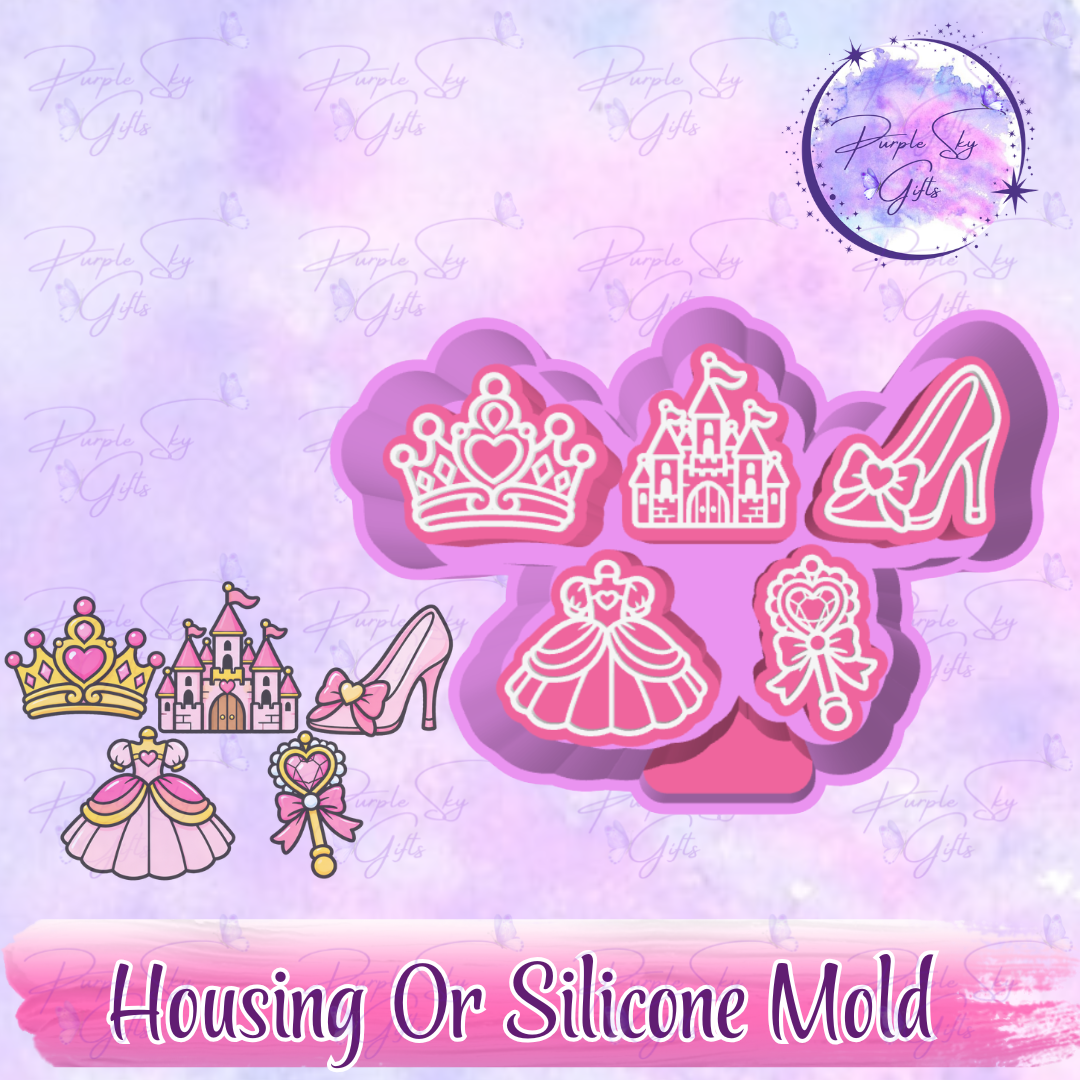 5 pack Princess Themed Freshie Charms - Mold Housing or Silicone Mold