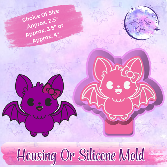 Cute Halloween Bat With Bow Mold Housing or Silicone Mold
