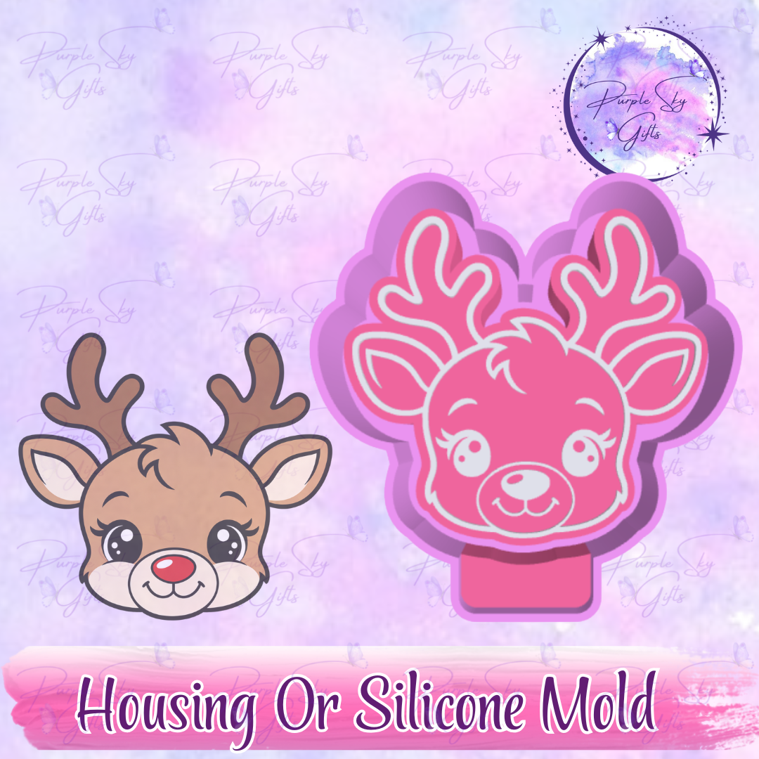 Baby Reindeer Face Freshie Mold Housing or Silicone Mold