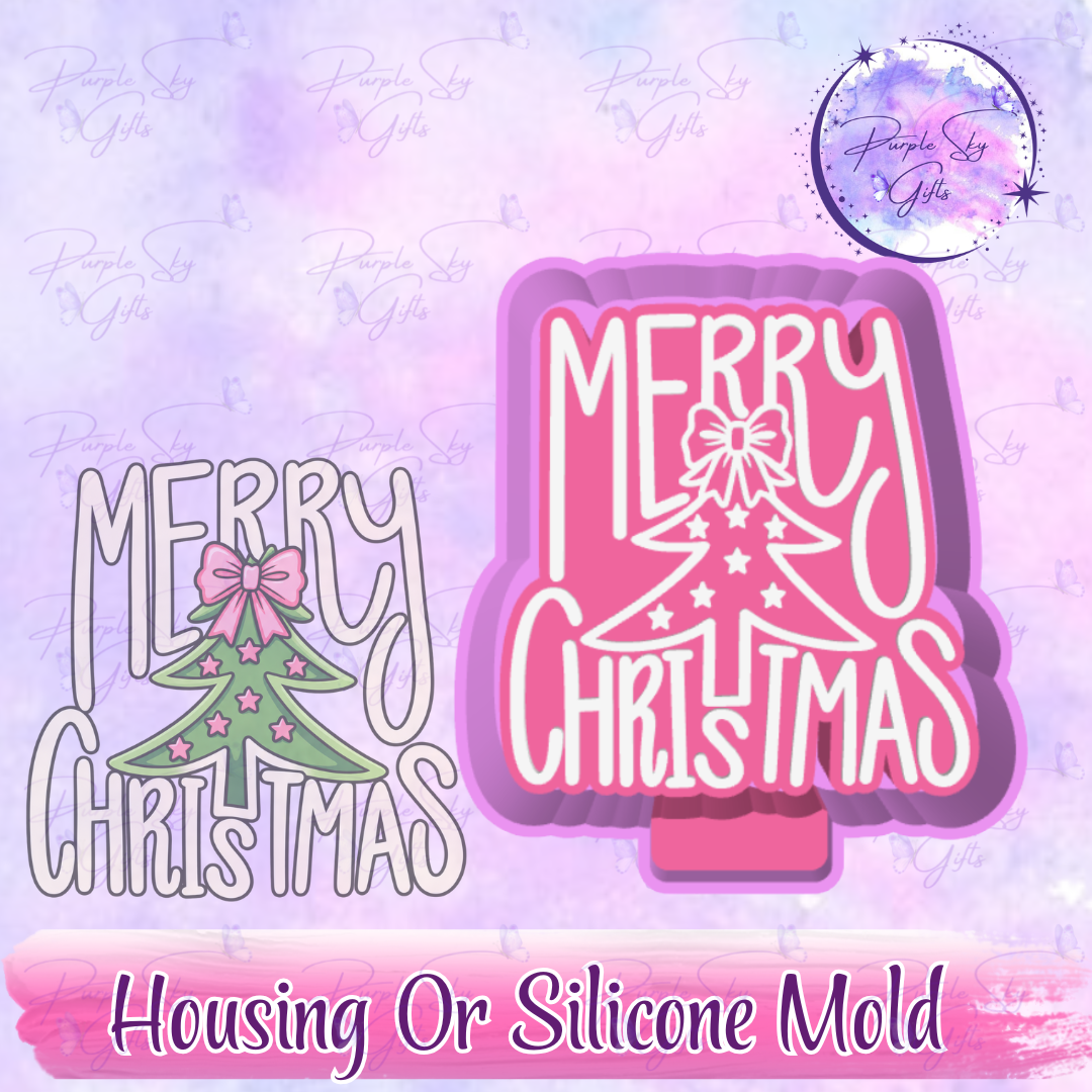 Merry Christmas Doodle Freshie Mold Housing or Silicone Mold