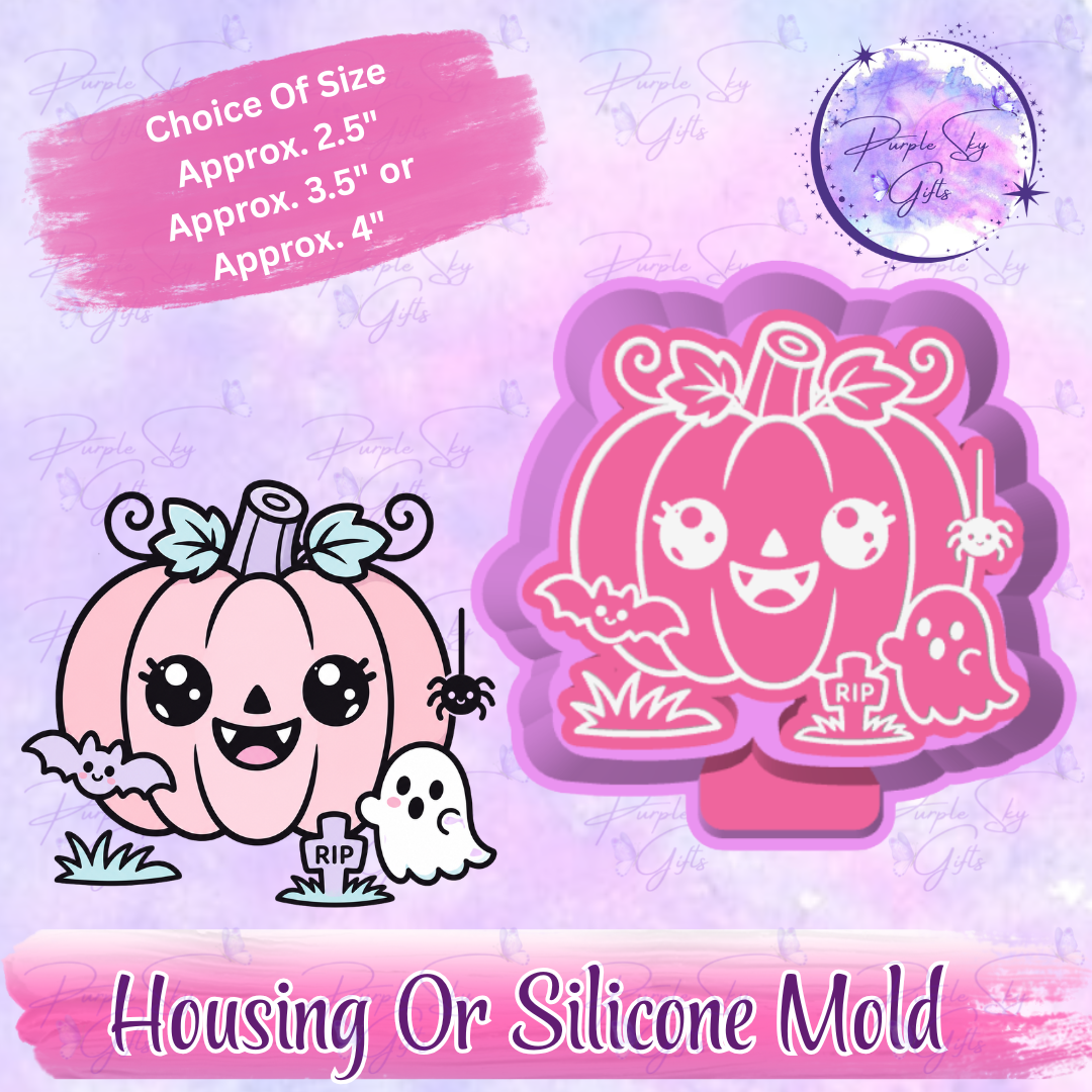 Happy Pumpkin Halloween Freshie Housing or Silicone Mold