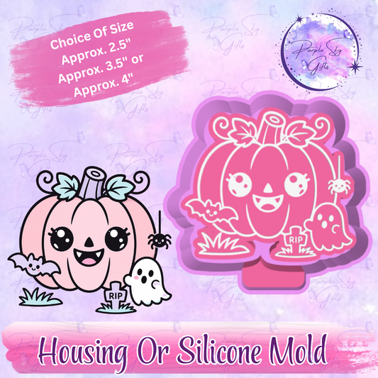 Happy Pumpkin Halloween Freshie Housing or Silicone Mold