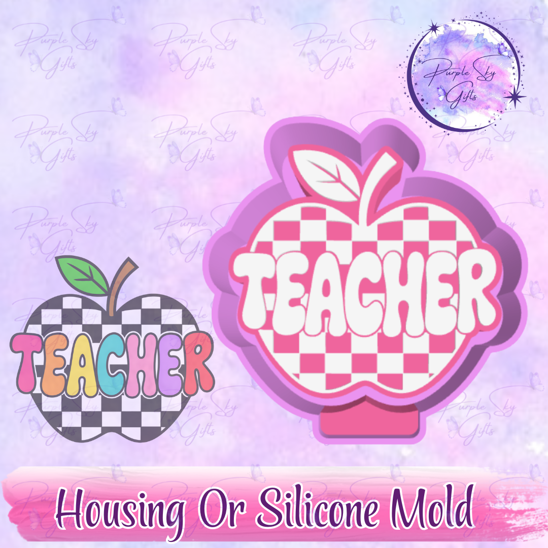 Checkered Print Teacher Apple Freshie Mold Housing or Silicone Mold