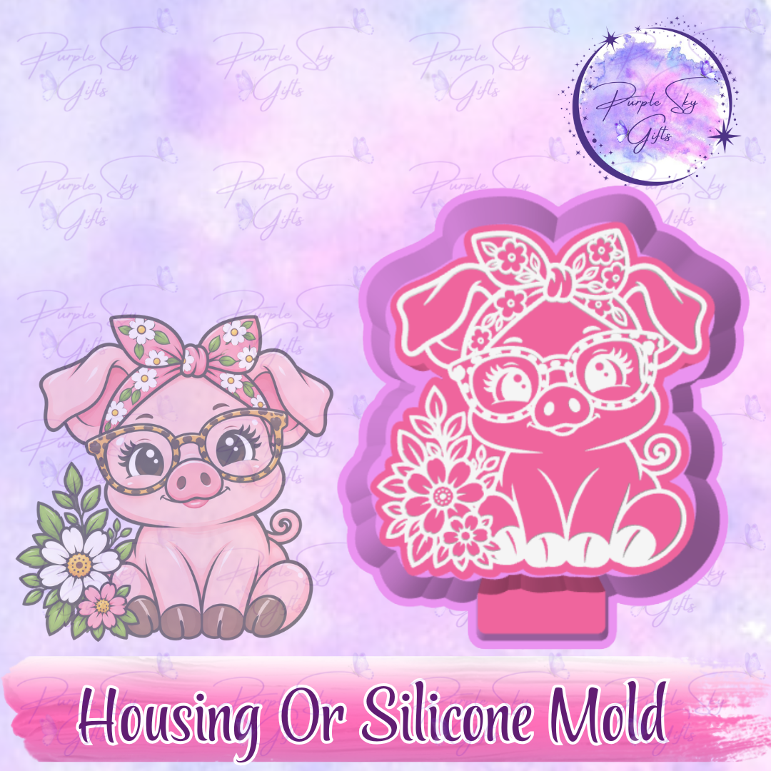Floral Pig Freshie Mold Housing or Silicone Mold