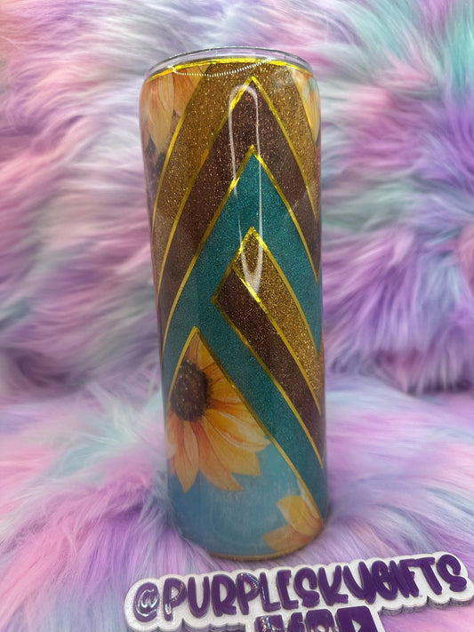 20 oz Sunflower Western Epoxy Glitter Tumbler Ready To Ship