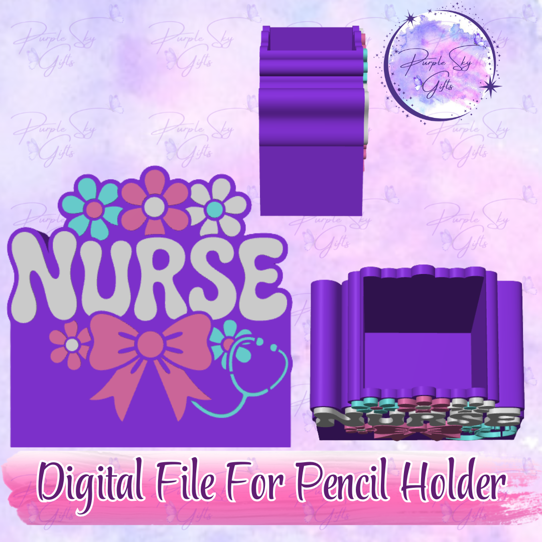 Floral Nurse STL and 3MF DIGITAL FILES For Desk Pencil Holder