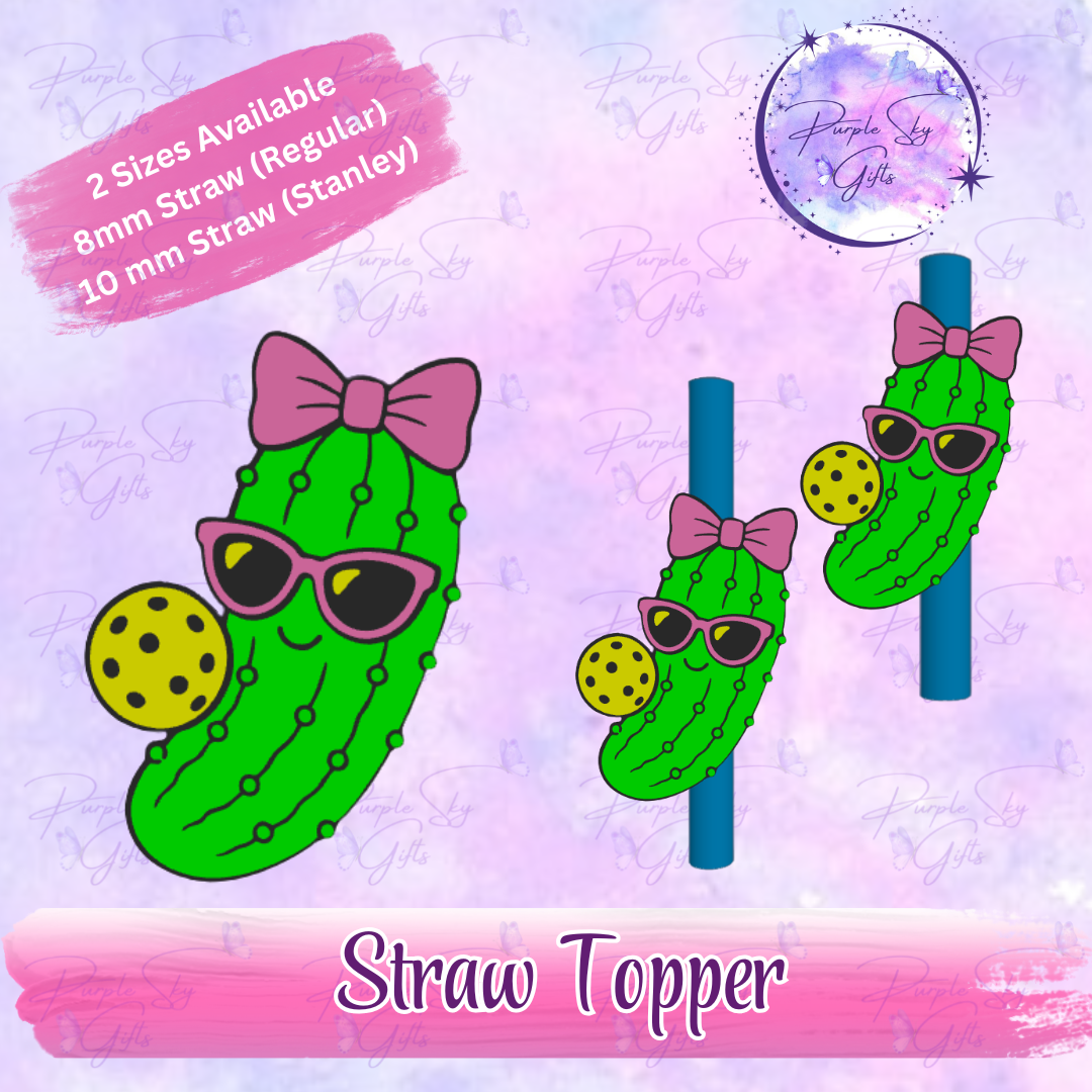 Pickleball Pickle Girl Straw Topper