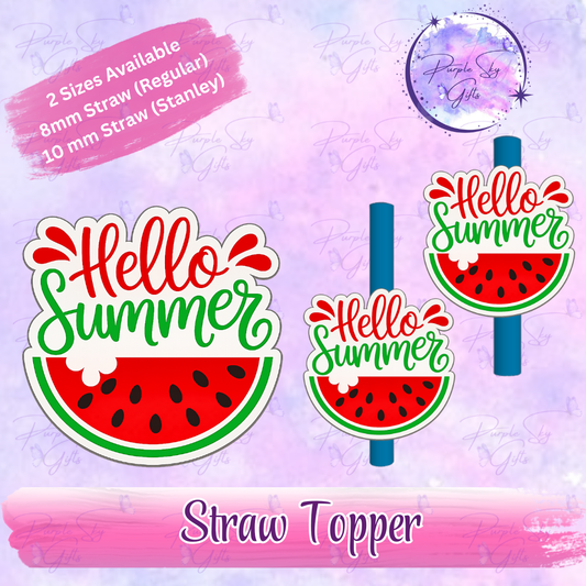 Hello Summer Watermelon Straw Topper