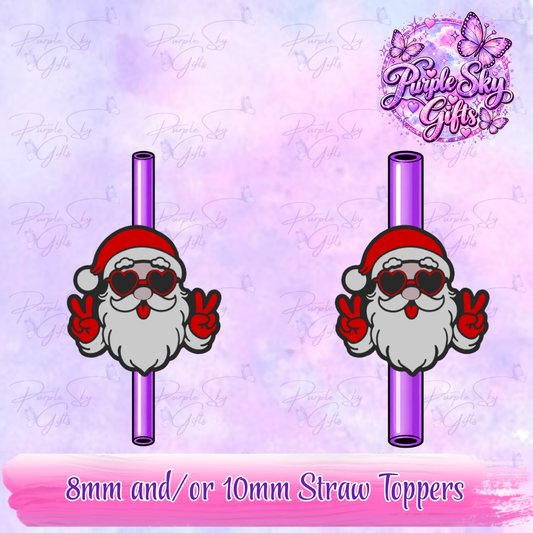 Peace Hands Santa Straw Topper