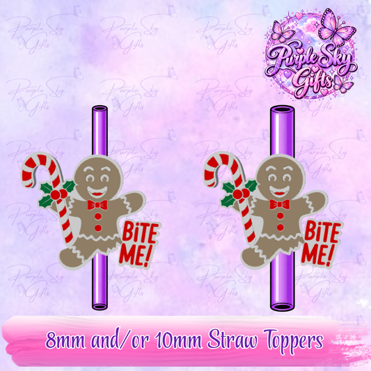 Bite Me Gingerbread Man Straw Topper