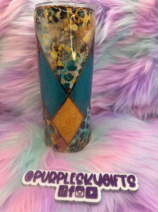 20 oz Western V Band Epoxy Glitter Tumbler - Ready To Ship