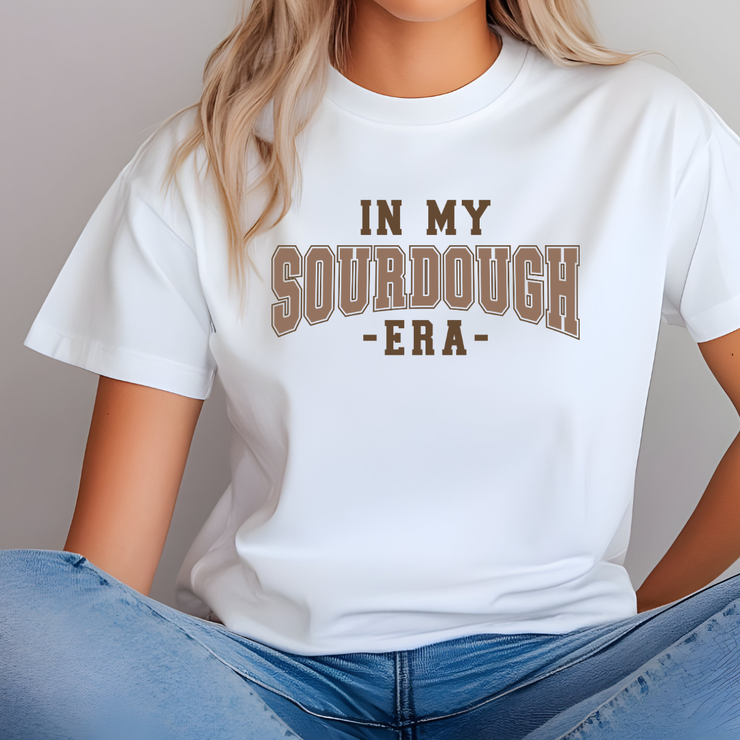 In My Sourdough Era Brown Varsity Font T-Shirt, or Crewneck - Unisex Style Great Gift