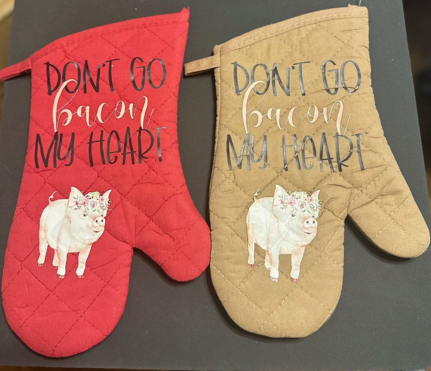 Don't Go Bacon My Heart Oven Mitt - Red Or Brown