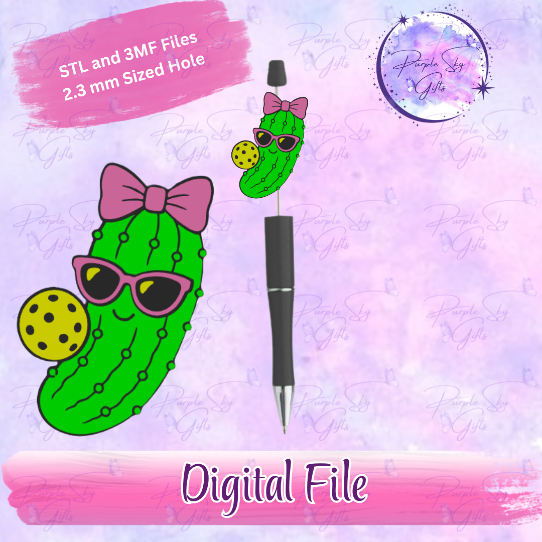 Pickleball Pickle Girl Focal Bead Digital STL and 3MF Files