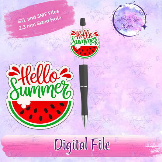 Hello Summer Watermelon  Focal Bead Digital STL and 3MF Files