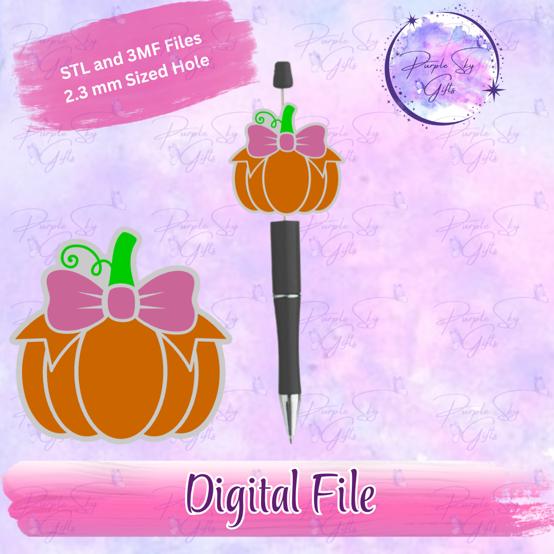 Pumpkin With Bow Focal Bead Digital STL and 3MF Files