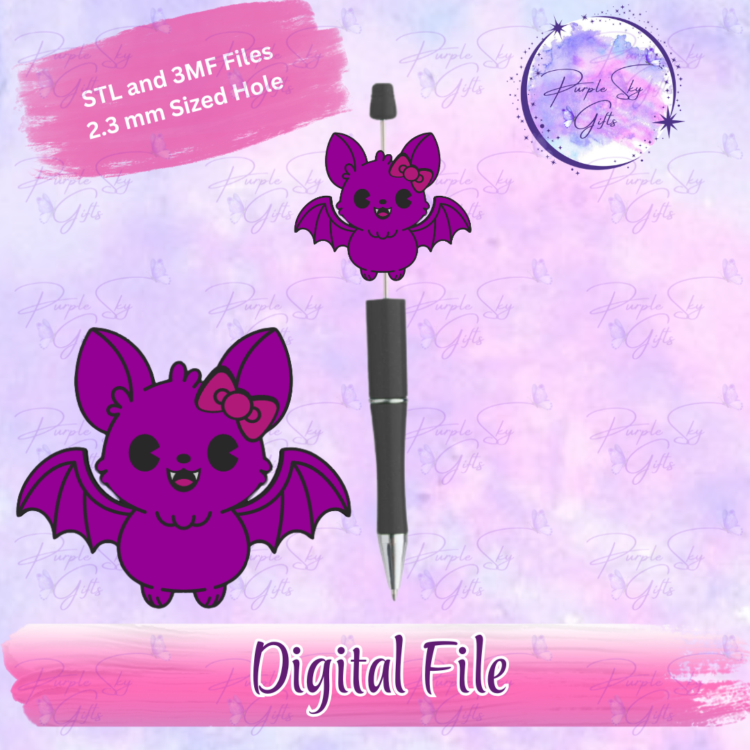 Cute Bat With Bow Focal Bead Digital STL and 3MF Files