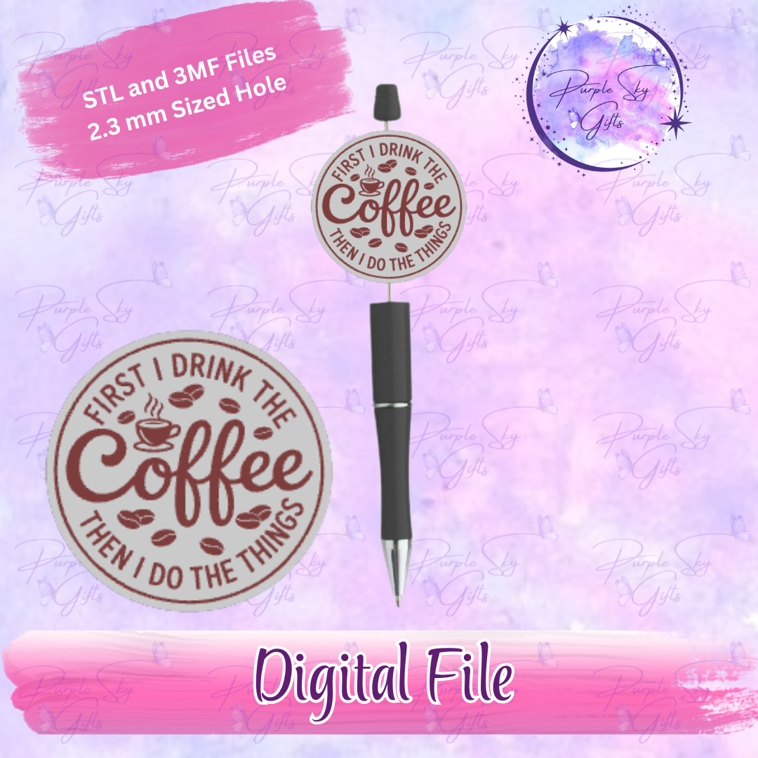 First I Drink The Coffee Focal Bead Digital STL and 3MF Files