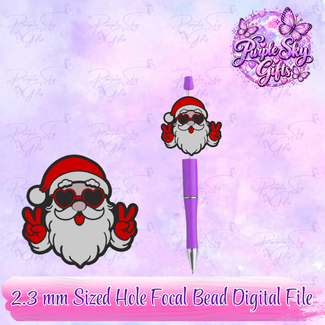 Peace Hands Santa Christmas Focal Bead Digital STL and 3MF Files