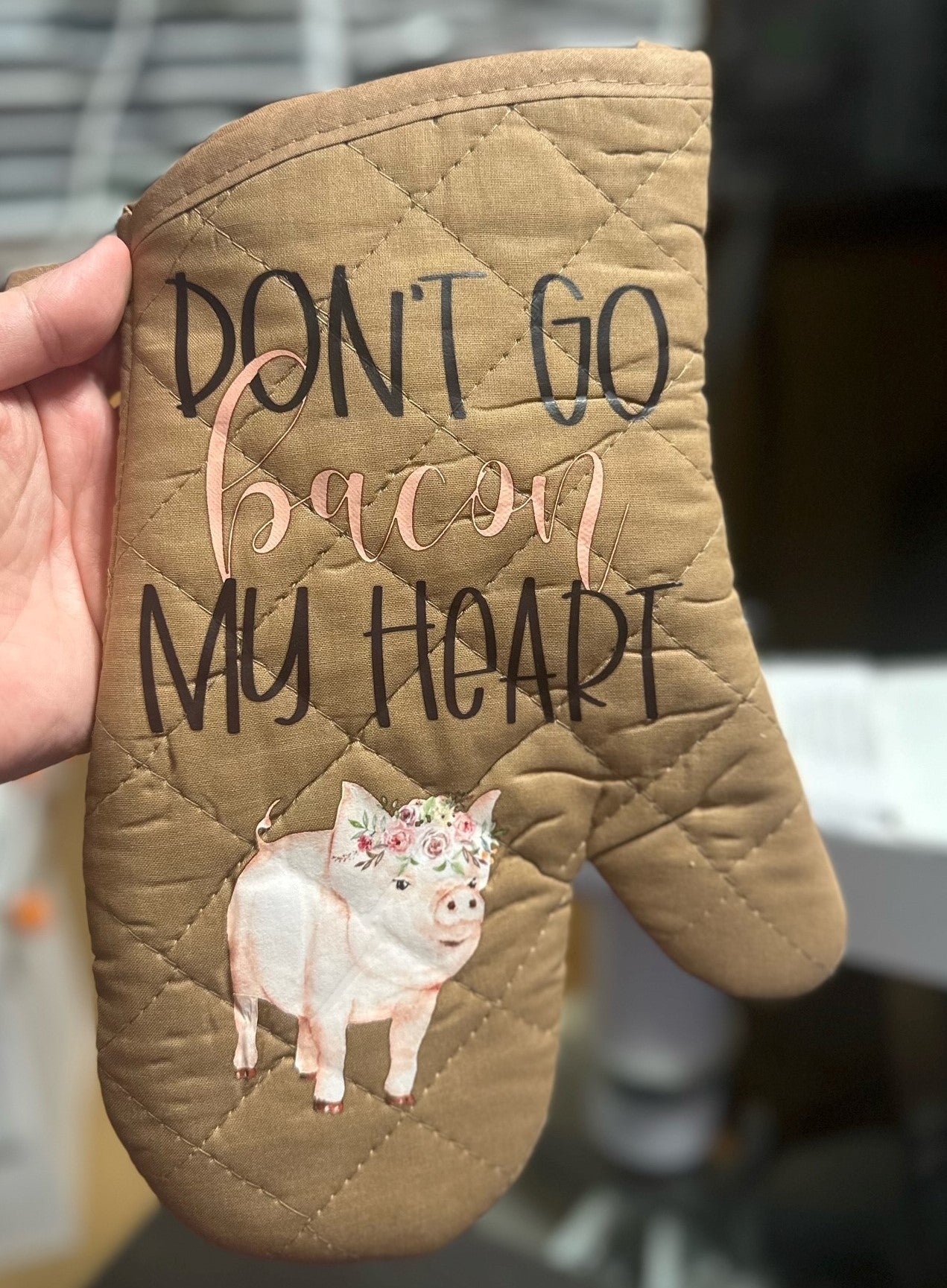 Don't Go Bacon My Heart Oven Mitt - Red Or Brown