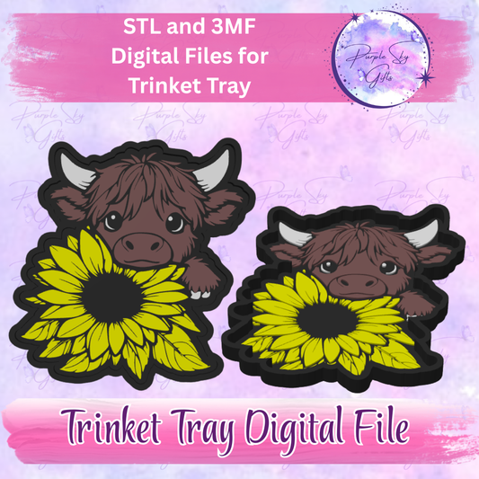 Sunflower Cow Trinket Tray Digital STL and 3MF Files
