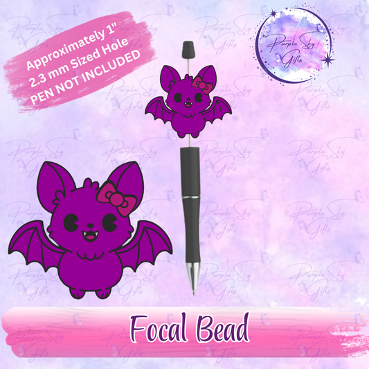 Cute Bat With Bow Focal Bead