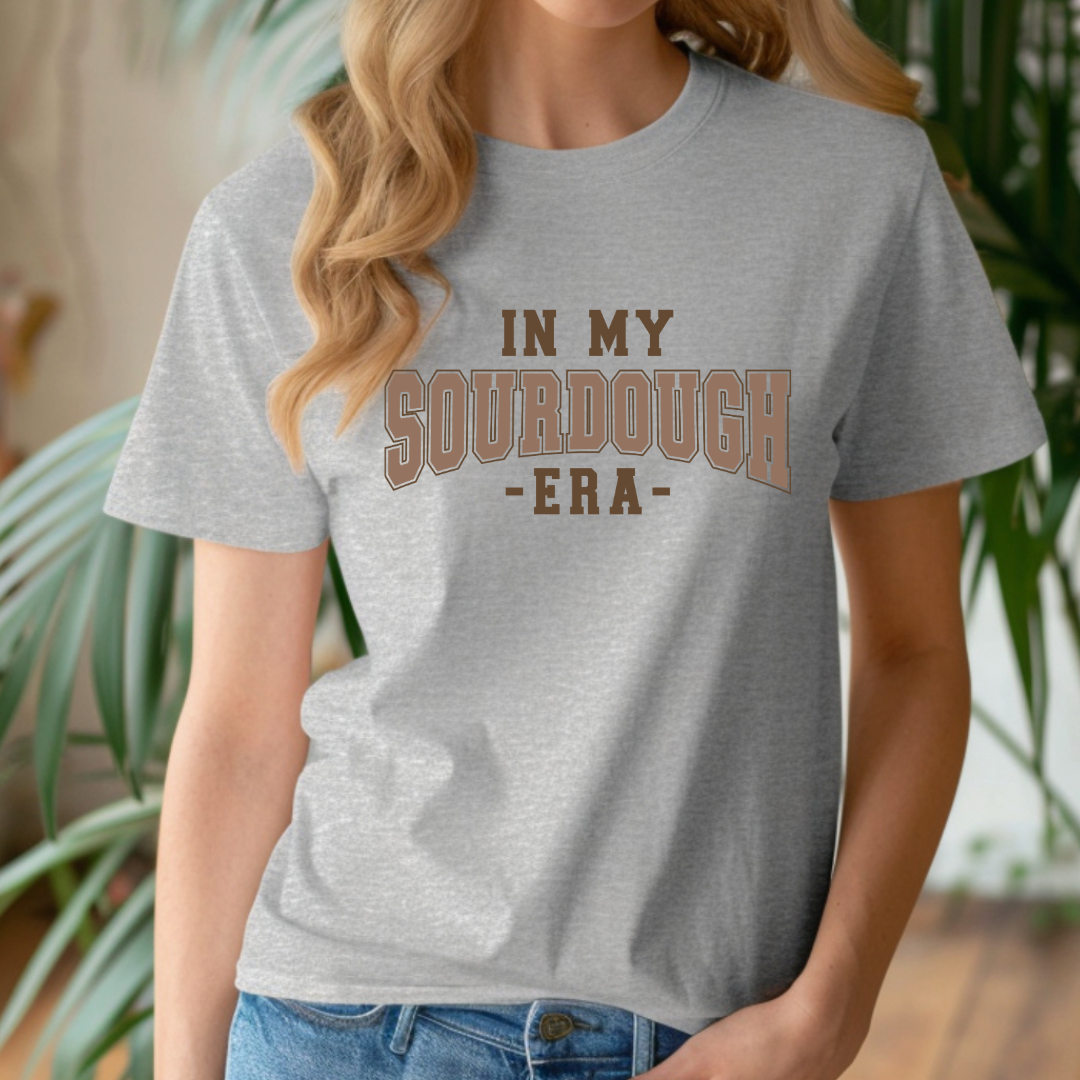 In My Sourdough Era Brown Varsity Font T-Shirt, or Crewneck - Unisex Style Great Gift