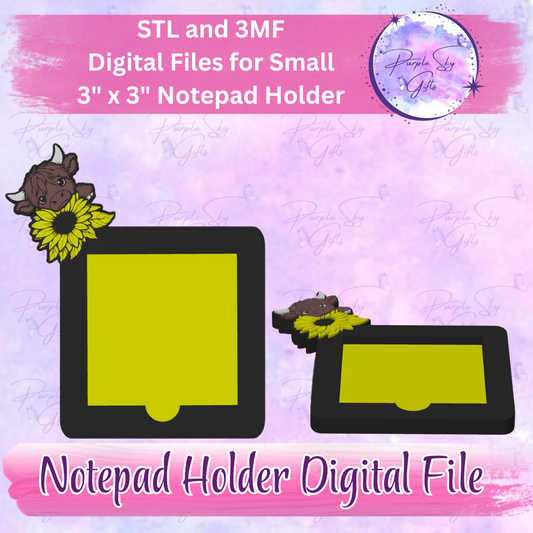 Sunflower Cow Notepad Holder Digital STL and 3MF Files - Small Design