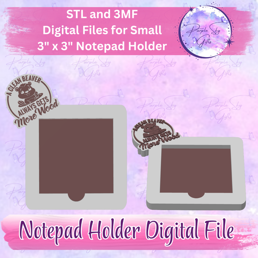 A Clean Beaver Gets More Wood Notepad Holder Digital STL and 3MF Files - Small Design