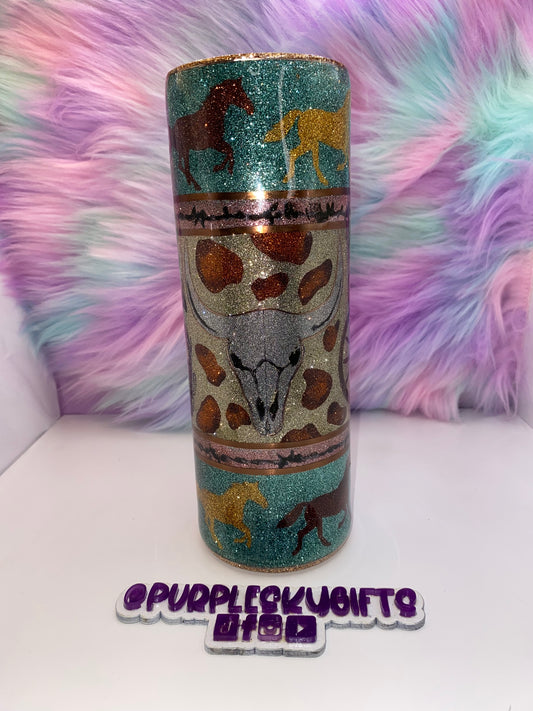 30 oz Western Glitter Tumbler - Ready To Ship