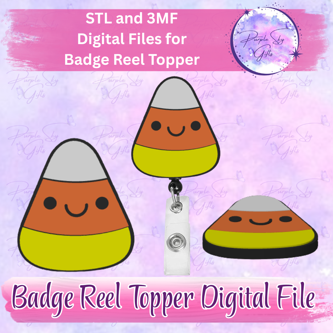 Happy Candy Corn Badge Reel Topper STL and 3MF Files