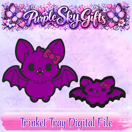 Cute Halloween Bat With Bow Trinket Tray Digital STL and 3MF Files