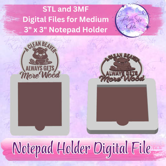A Clean Beaver Gets More Wood Notepad Holder Digital STL and 3MF Files - Medium Design