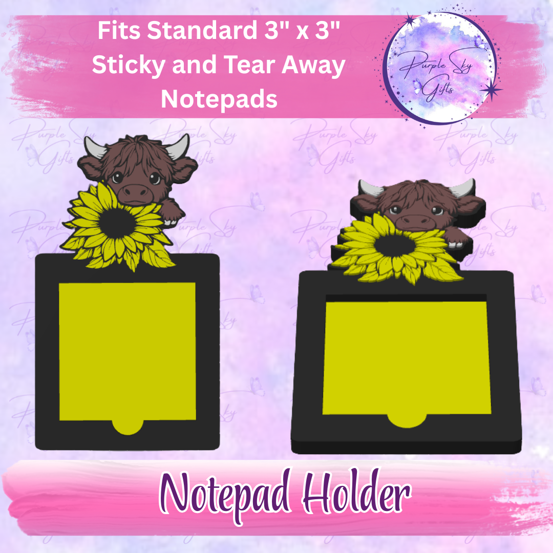 Sunflower Cow 3"x3" Sticky/Tear Away Notes Notepad Holders